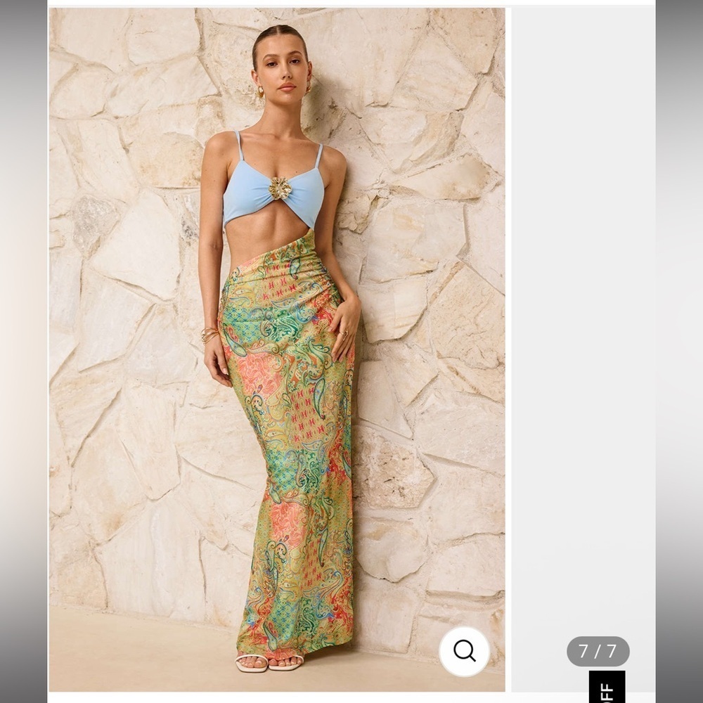 Light Blue & Multicolor Paisley Maxi Dress